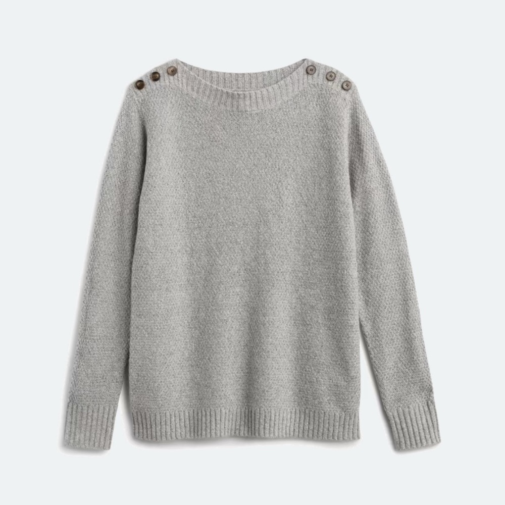 Pink Clover Heather Gray Button-Shoulder Sweater